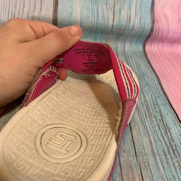 Pink and white therashoe slip on sandals open toe flip Flops - Picture 10 of 12